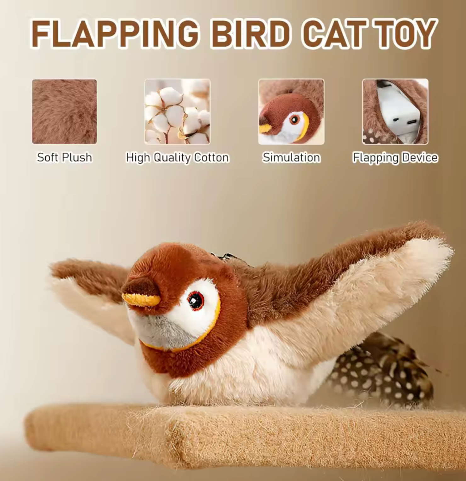 Flappy Bird Cat Toy  Interactive Rechargeable Toys for Cats